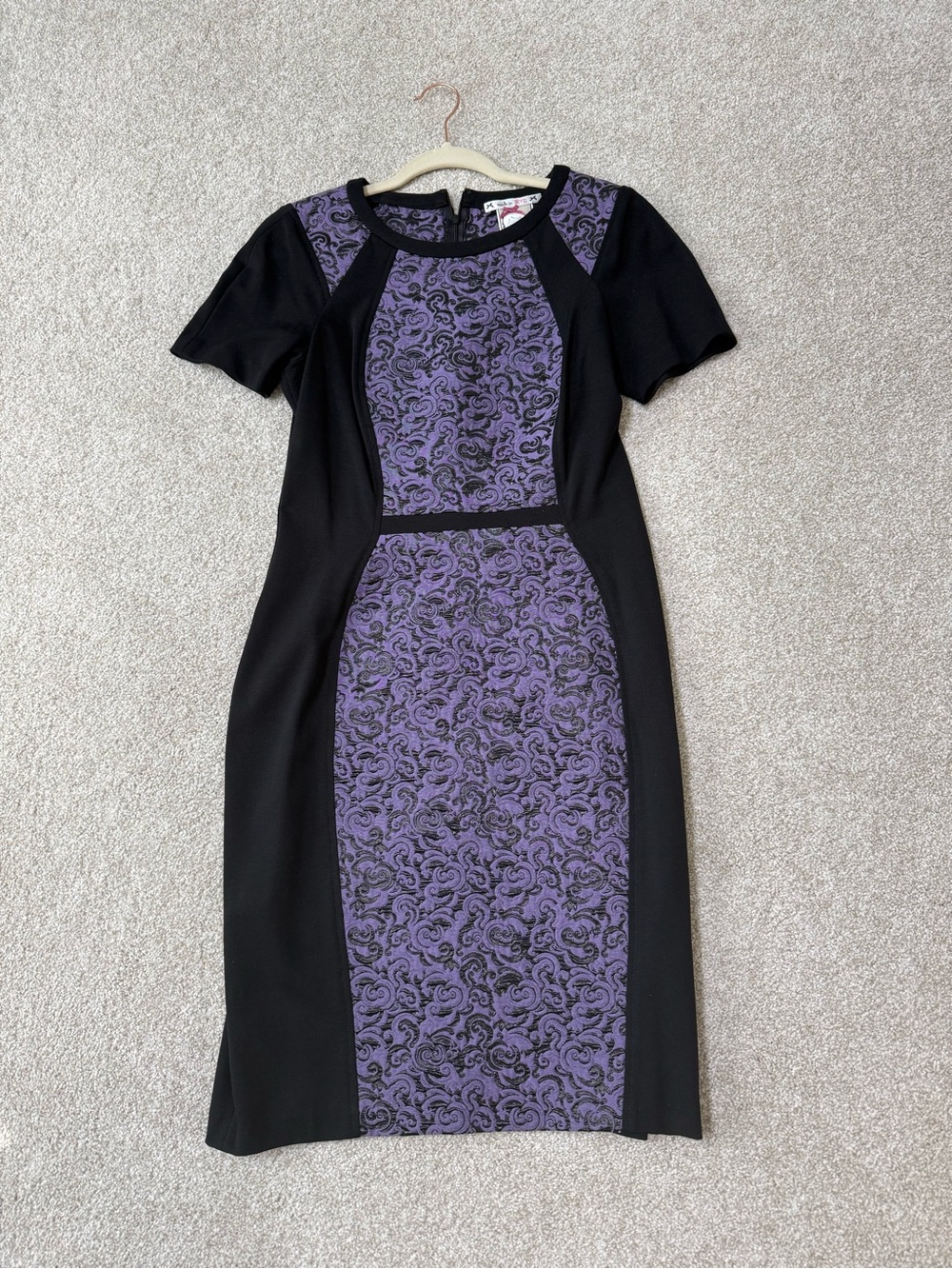 Yoana Baraschi Black Dress with Purple Patterned Panels